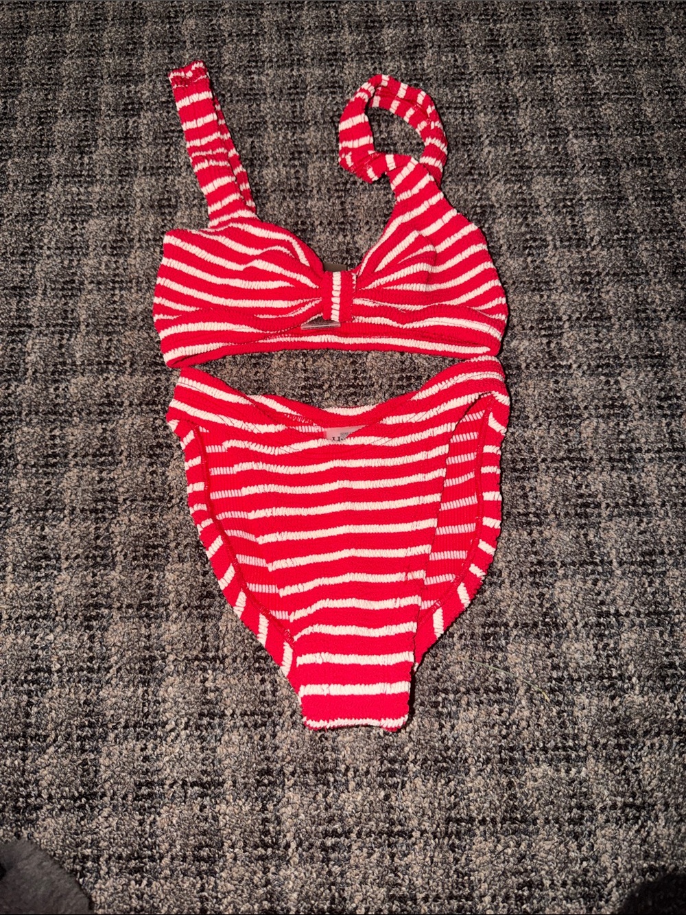 Hunza G Red & White Striped Bikini Set